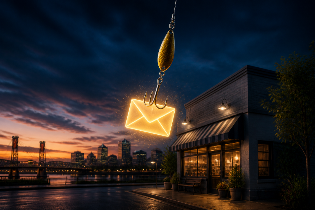 11785-phishing-portland Phishing lure catching an email over a Portland storefront